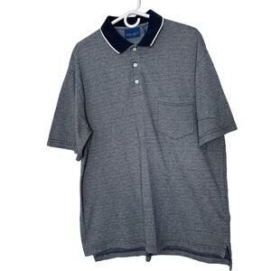 Towncraft Polo Shirt Men's Size Large Striped Short Sleeve Pullover Cotton Blend